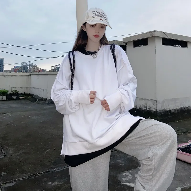 Sweater Round Neck Long-sleeved Warm Loose Women Korean Women Casual Loose Long-sleeved Sweater Pullover Winter Clothes Women