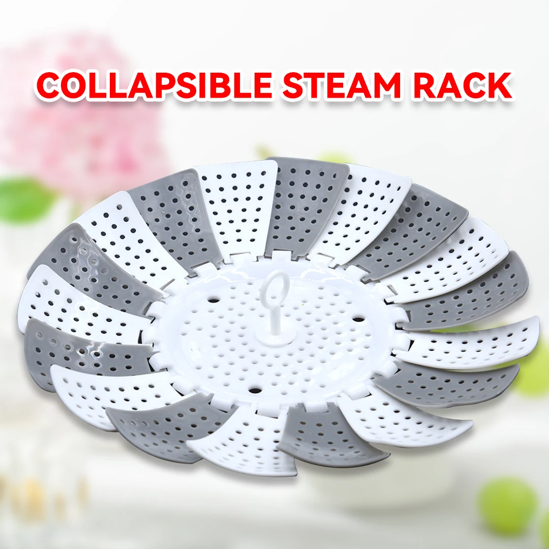 Plastic Cookware Steaming Food Basket Mesh Silicone Faucet Steamer Folding Food Vegetable Vapor