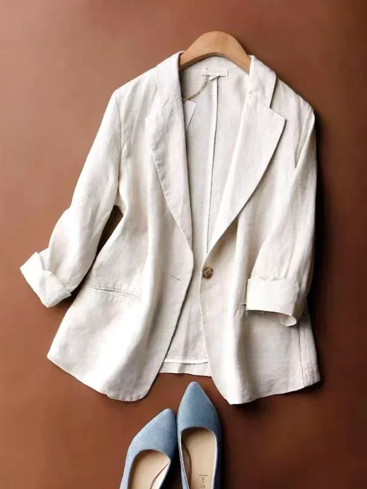 

Женский небольшой Блейзер, свободный однотонный костюм большого размера, одежда для женщин на весну и лето, 2024