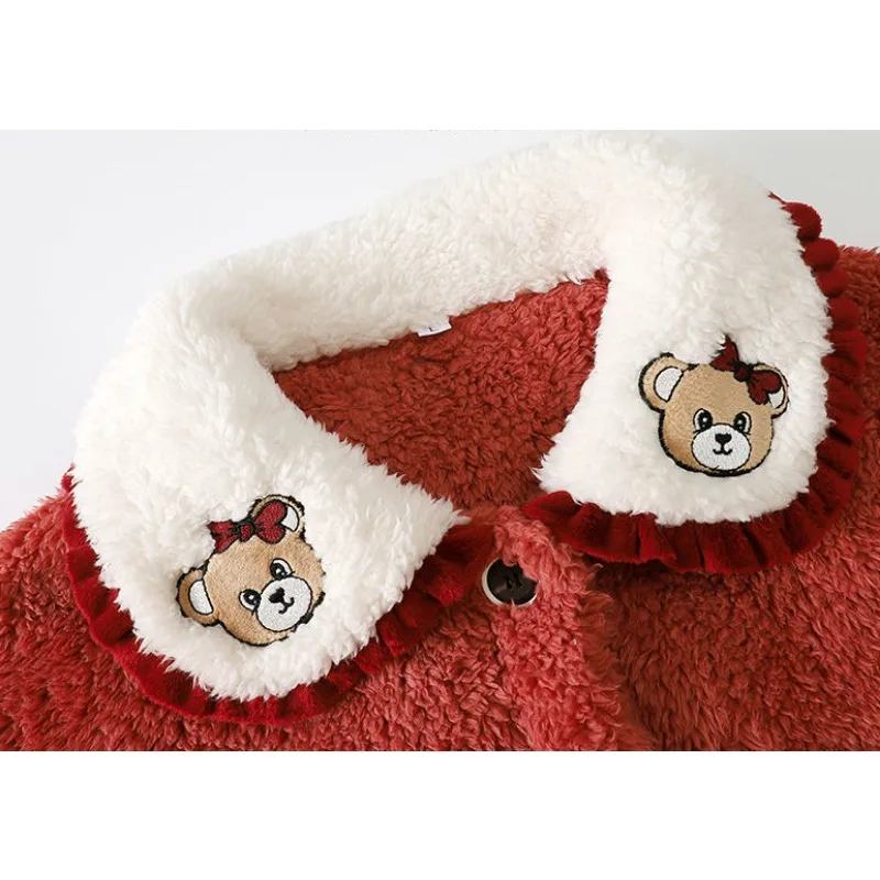 2024 New Pajamas Women's Autumn Winter Flannel Sleepwear Plush Thickened Long Sleeve Homewear Coral Fleece Warm Loungewear Set