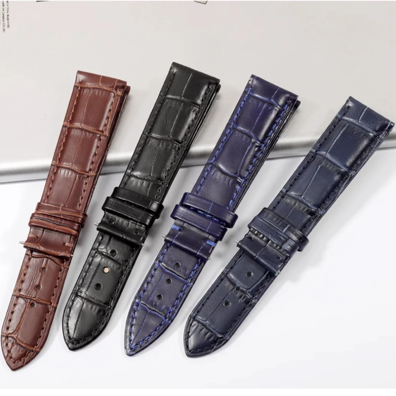 Premium Genuine Leather Dark Blue Watchband - Unisex Strap Bracelet