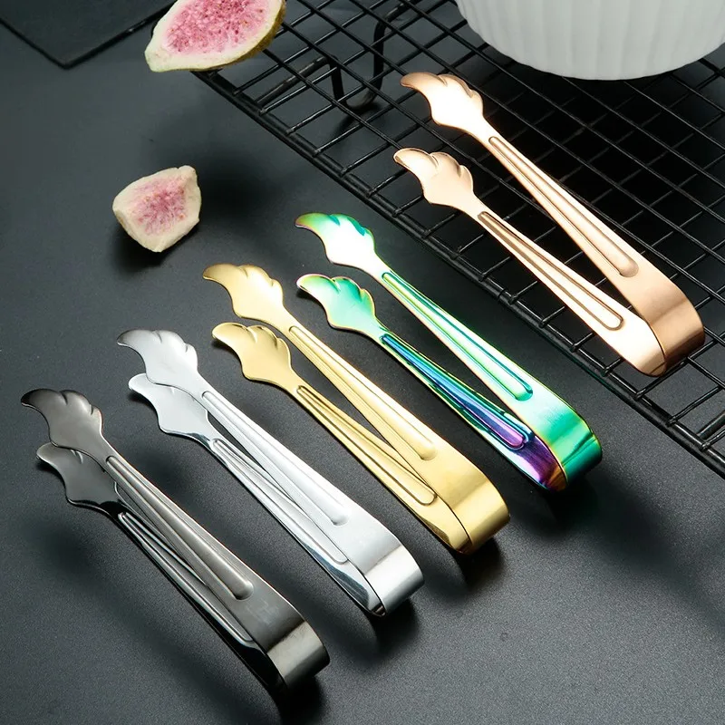 Stainless Steel Ice Cube Clip Sugar Tong Bar Ice-Cube Picker Clamp Coffee Tea Food Serving Tool BBQ Clips Kitchen Accessories