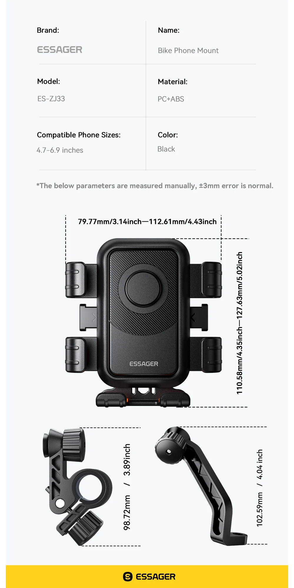 Motorcycle Bike Phone Mount 360°Rotatable Phone Holder for Mountain Bike Motorcy