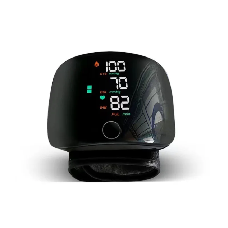 LED Rechargeable Wrist Blood Pressure Monitor English Voice Broadcast Tonometer BP Monitor