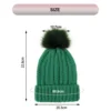 Winter Silk Satin Lined Beanie Hats for Women Thick Chunky Cap Bonnets Striped Warm High Quality Cashmere Knitted Pom Pom Hat 4