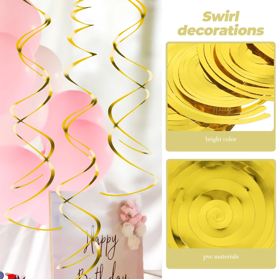 Guirlandes Spirales Décoratives à Suspendre | Lot Multicolore 65 Cm | Pour Mariage, Anniversaire, Noël, Fête