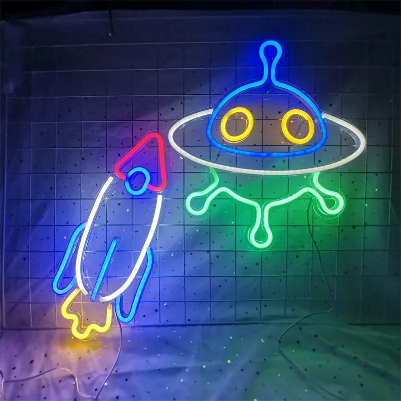 Yuecoom Lampada al Neon, Luce al Neon Meteor, Luce al Neon per la Decorazione della Parete Segno USB,Neon LED Meteor Night Lights USB Operato Decorativo Insegne al Neon Luce a LED