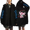 Oversized Sweater Women's Clothing Free Shipping Disney Lilo & Stitch Pattern Zip-Up Hoodies Autumn Winter Long Sleeve Warm Coat 5