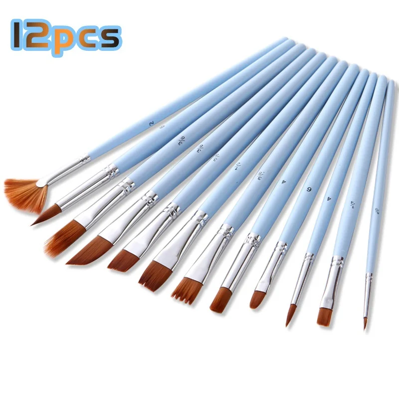 12 Professional Acrylic Paint Brushes Set Wide and Fine Tip Nylon Hair Artist Paintbrushes for Watercolor Canvas Oil Painting professional artist paint brush set of 12 painting brushes kit for kids adults great for watercolor oil or acrylic body painting