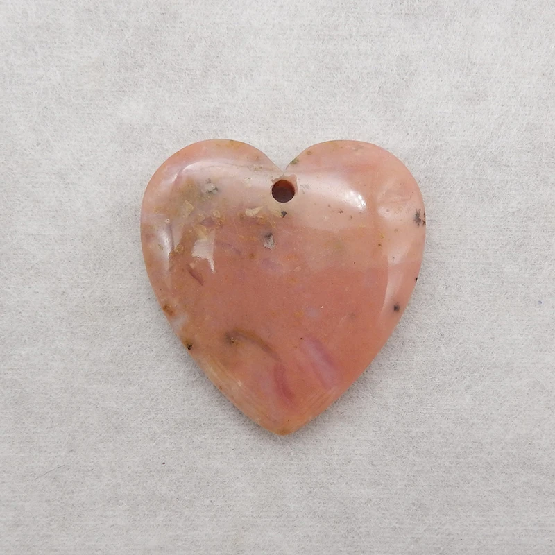 

Natural Stone Pink Opal Heart Shape Pendant Bead 40x38x7mm 13.3g Semiprecious Fashion Jewelry Necklace Accessories