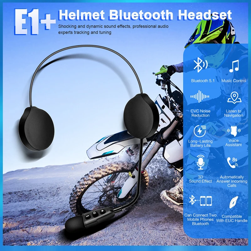 EJEAS E1+ Wireless Bluetooth Motorcycle Helmet Headset Moto Helm