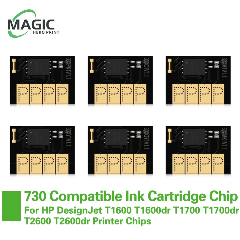 Chip de Cartucho de Tinta para Impressora hp Nova Atualização Hp730 Hp730 Hp1600 T1600dr T1700 T1700dr T2600 T2600dr Chips de Impressora