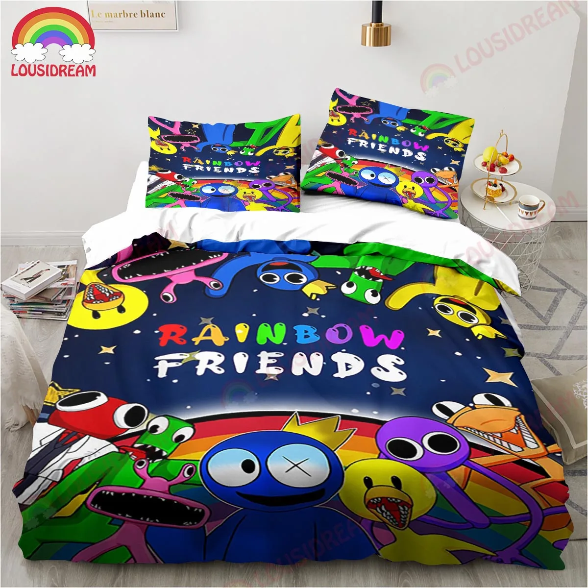 

Game Rainbow Friends Bedding Set Excavator Sheet Set King Twin Double Child Bedding Set Mircofiber or Polyester Duvet Cover Set