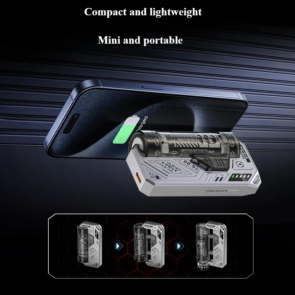 20000mAh Tactical Replaceable Battery Power Bank 22.5W Fast Charging External Battery Portable Charger for iPhone Xiaomi 3