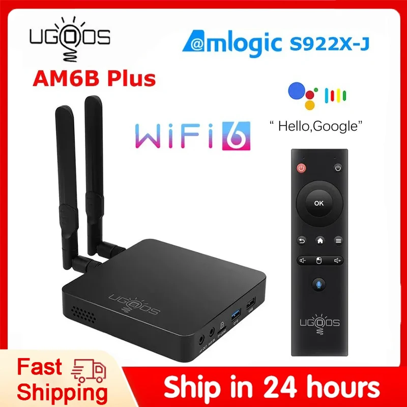 Ugoos AM6B Plus WIFI6 Amlogic S922X-J 2.2GHZ Android 9 TV BOX LPDDR4 4GB RAM 32GB ROM 4K Media Player 2.4/5G 1000M Set Top Box tv box,smart tv box
