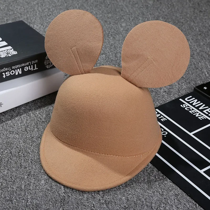Disney Cartoon Mickey Solid Color Children Hat Cute Big Ears Classic Minnie Hat Fashion Baseball Kids Boys Unisex Headgear Cap