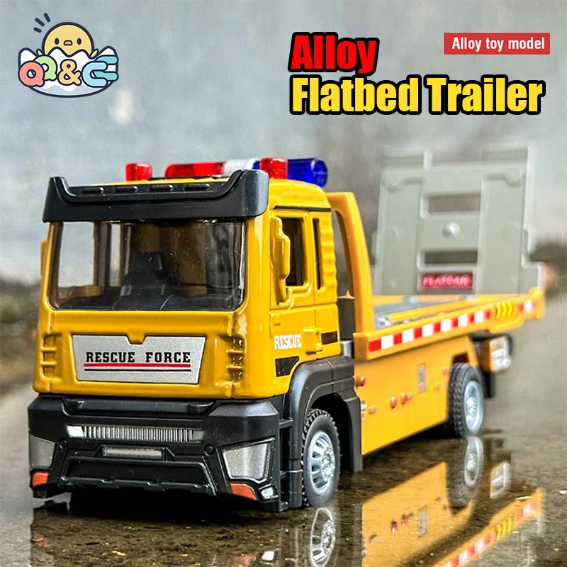 

1:32 Alloy Simulation Trailer Engineering Car Model Children Trucks Flatbed Diecast Toy for Kid Vehicles Hobbies Collection Gift