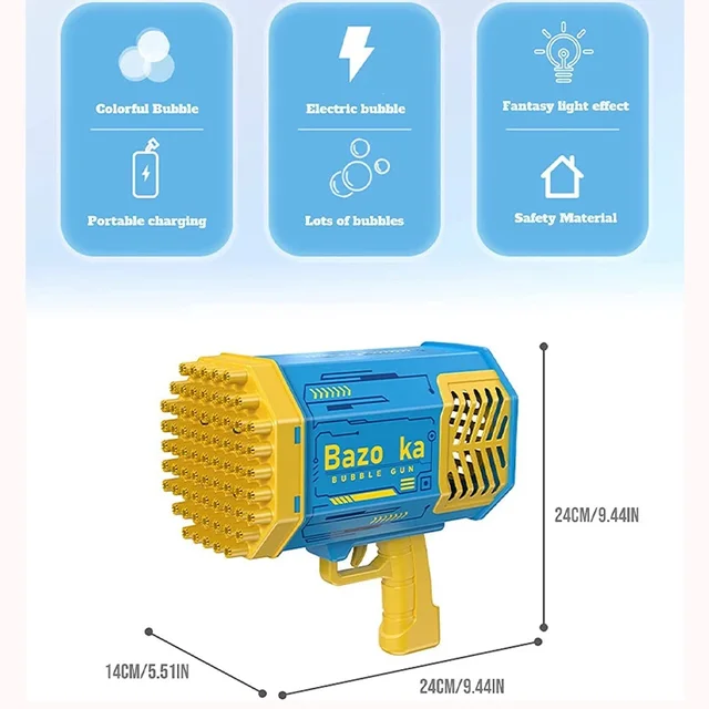 Bubble Gun Rocket Electric 29/69 Holes Soap Bubbles Machine Gatling Magic Bubble Bath Outdoor Toys For Children Birthday Gift 4
