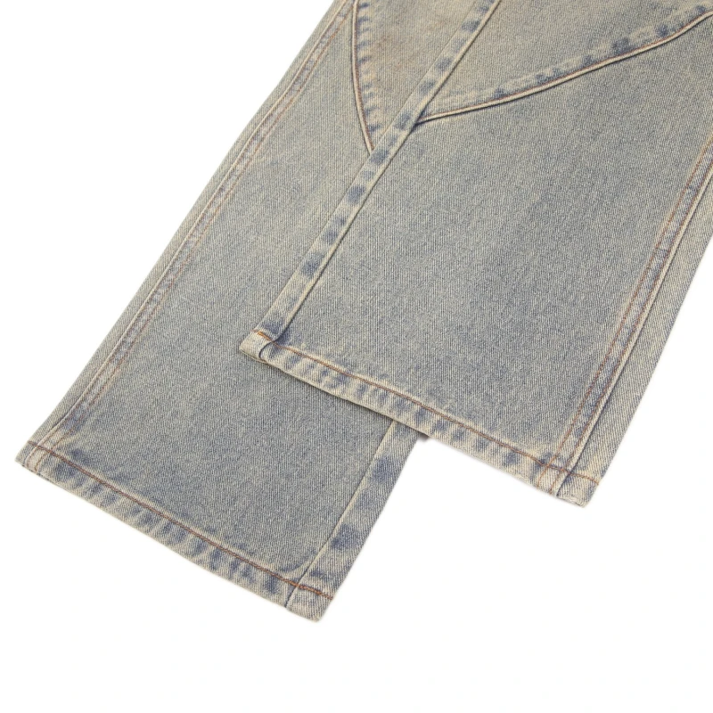 2023 Autumn/Winter Straight-leg Mens Jeans American Street Style Vintage Washed Personality Patchwork Loose-fit Denim Y2k Pants