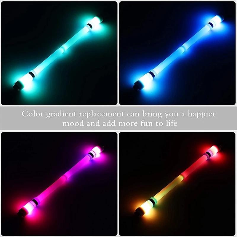 회전 펜 LED 롤링 핑거 회전 펜, 미끄럼 방지 글레이즈 회전 펜, 펜 리필 없음, 2 개
