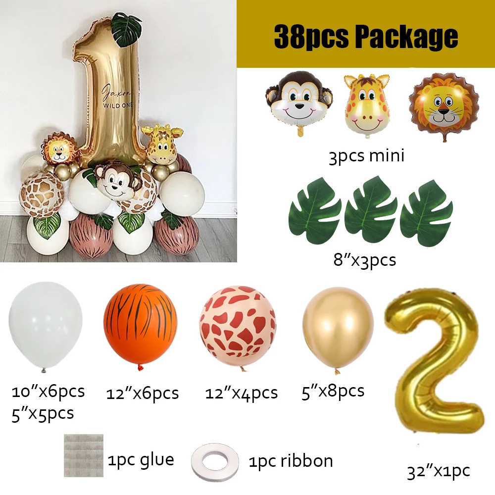 thumbnail image 1 of Juegos de vajilla desechable con diseño de animales de la jungla, manteles, vasos y platos para niños de 0 a 9 años, cumpleaños, baby shower, decoración para fiestas de safari, 1 of 5