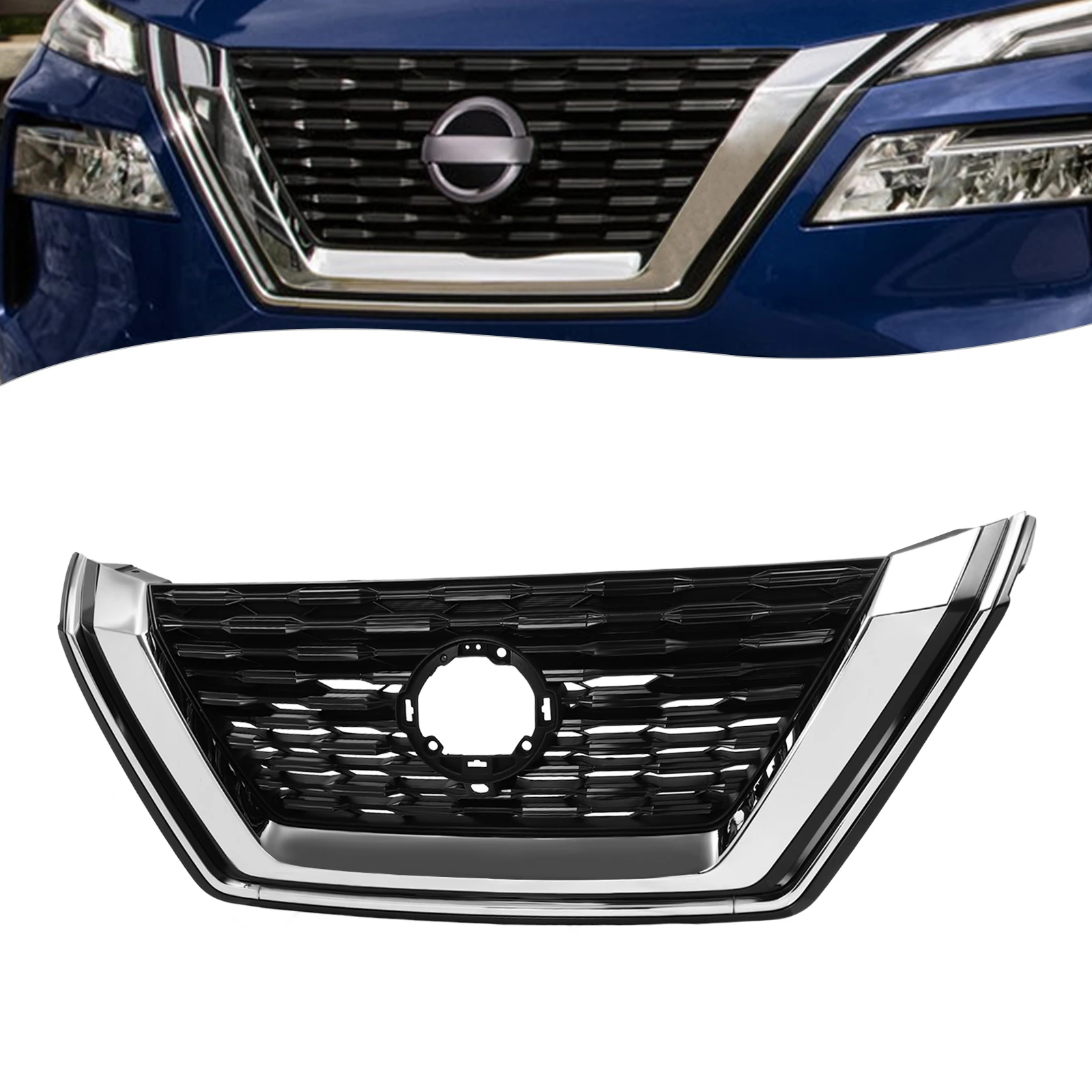 

For Nissan Rogue SL/SV 2021-2023 Front Grille Chrome W/Camera Hole Assembly