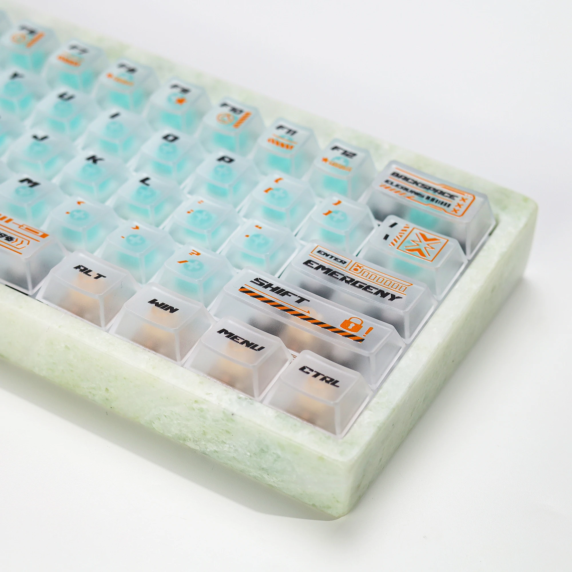 KBDiy Tastenkappe im Cyberpunk-Stil, ISO, weiß, matt, durchscheinend, Kirschprofil, UV-Druck, PC-Tastenkappen für 60 mechanische Gaming-Tastaturen – Detail 21