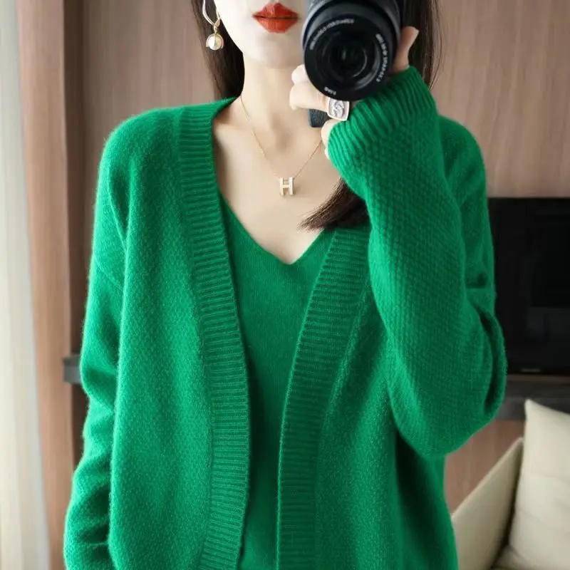 Cardigan à manches longues KPOP pour femmes, coupe couvertes, style Harajuku, automne, hiver, décontracté, tout match, automne