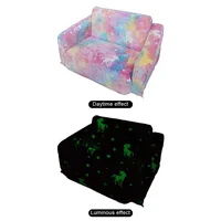 Kids Couch Fold Out Kid Sofa Chair Toddler Convertible Sofa to Lounger Pull Out Couch Glow in The Dark Sofa Chair for Boys Girls 4