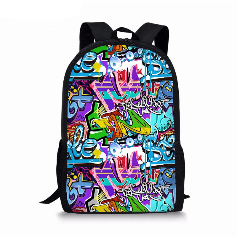 

Personality Graffiti Backpack Students School Bag for Teenagers Girls Boys Bag Pack Cartoon Printing School Rucksack 16 Inches