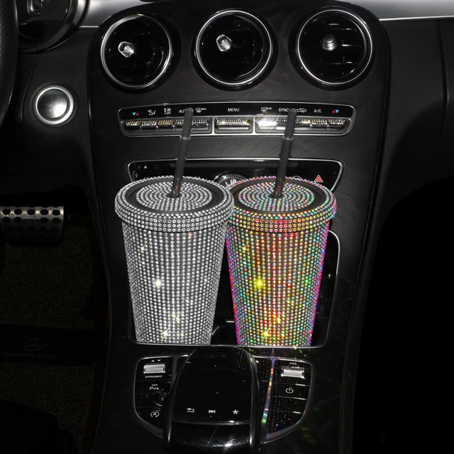 Bling Strass Plastik becher mit Deckel funkelnden Diamant Stroh Wasser  flasche Auto Kaffeetasse Tasse 450ml