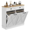Homcom Double Tilt Out Laundry Hamper Cabinet with 2 Removable Baskets and 2 Drawers, Bathroom Storage Cabinet, White 1