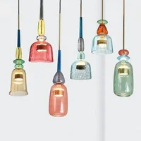Modern Macaron Colored Candy Glass Pendant Lamp Restaurant Bar Children's Room Dining Room Hanging Chandelier Home Decor Lights 1