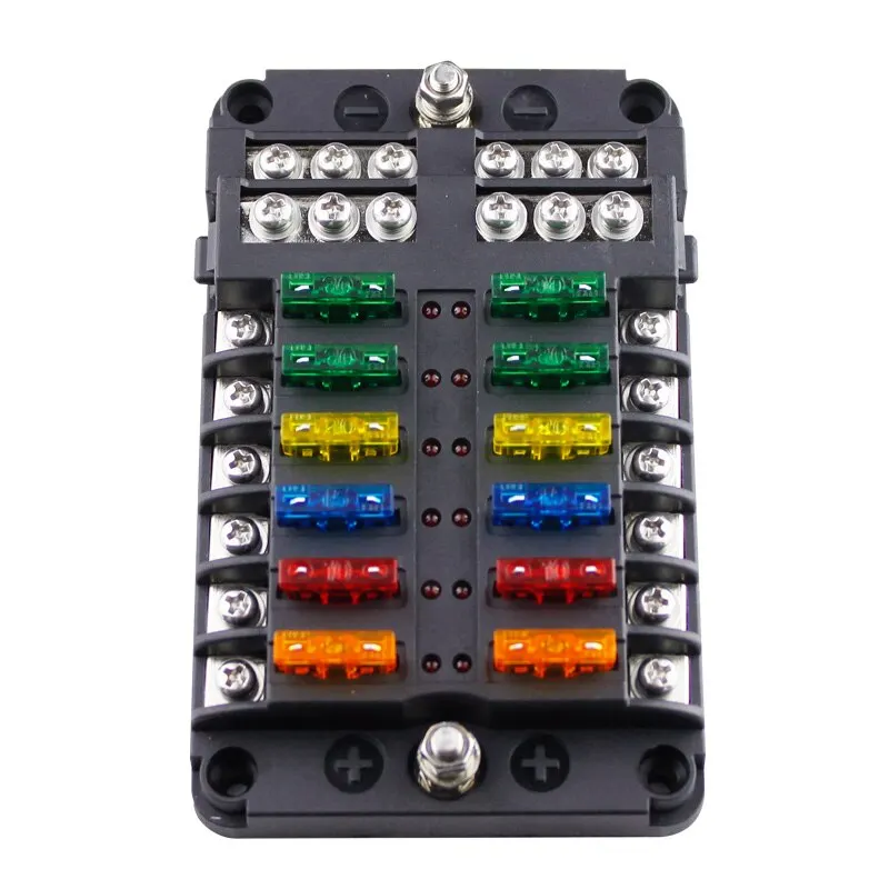 Car Boat Fuse Box Holder With 6 Ways 12 Ways Blade Fuse Holder Block Warning Indicator 12V 36V Power Distribution Panel Board fuse box holder fuse holder fuse box power distribution block marine fuse block