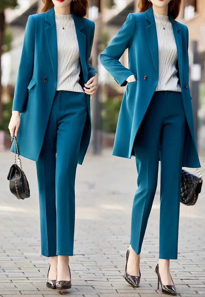 （Extended suit jacket++pants）Autumn and winter women's suit set, high-end professional suit set
