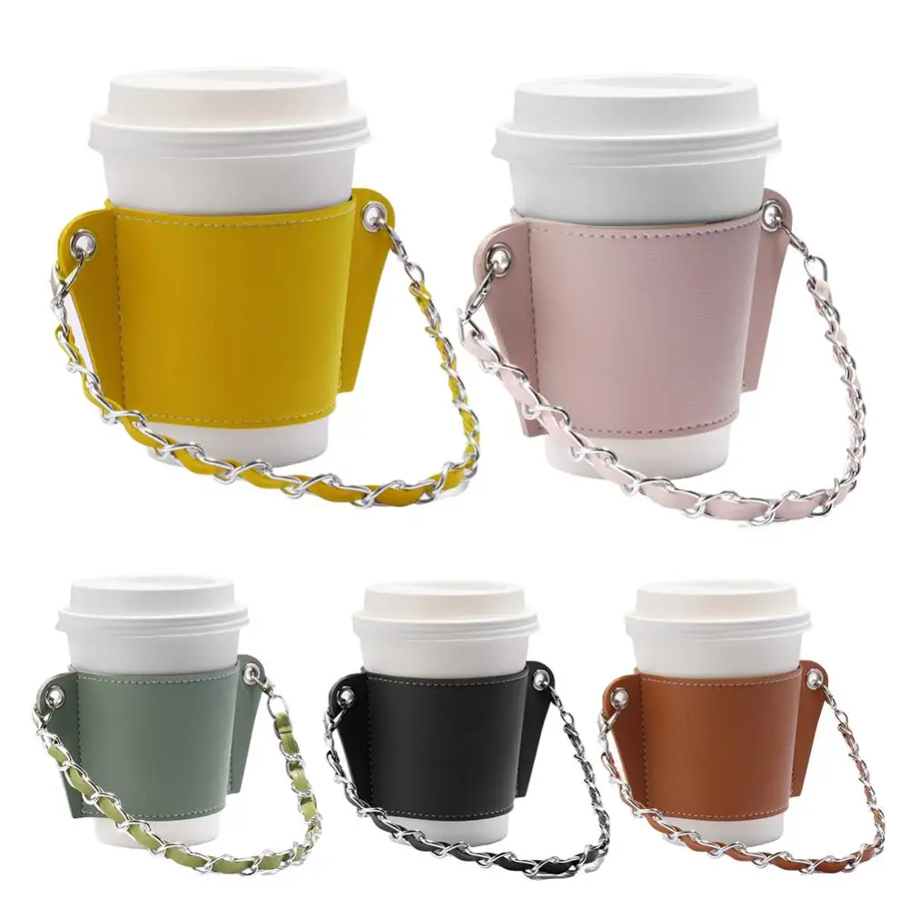 Coffee Cup Sleeves Reusable Leather Coffee Cup Holder With Handle
