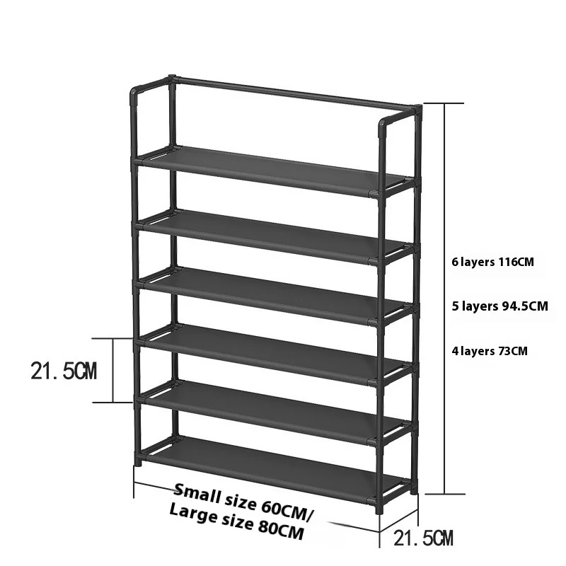 4/5/6 Layer Shelf Living Room Storage Rack Assembled Shoe Rack Portable Shoe Shelf Metal Bedroom Storage