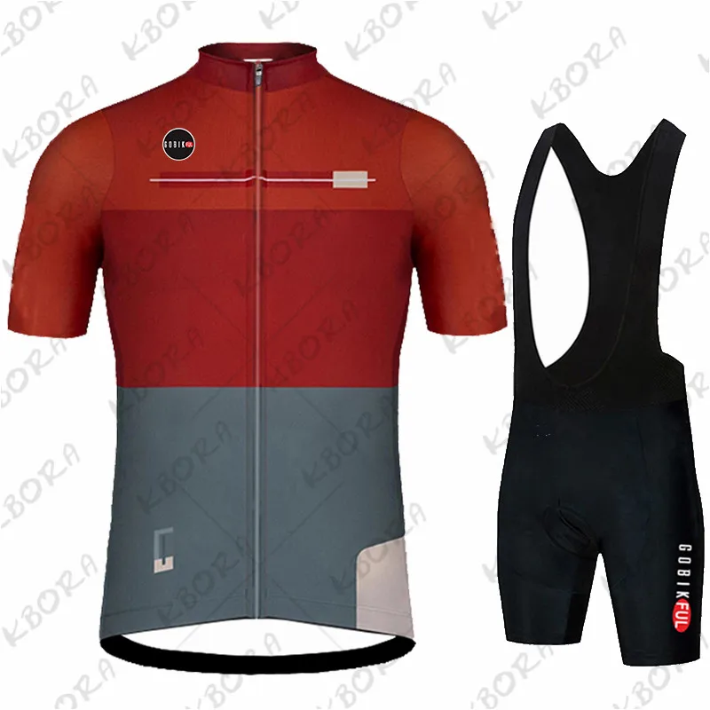 KBORA Men's Cycling Jersey Set Quick Drying Jersey Sportswear Short Bib Breathable Gel Pad Summer
