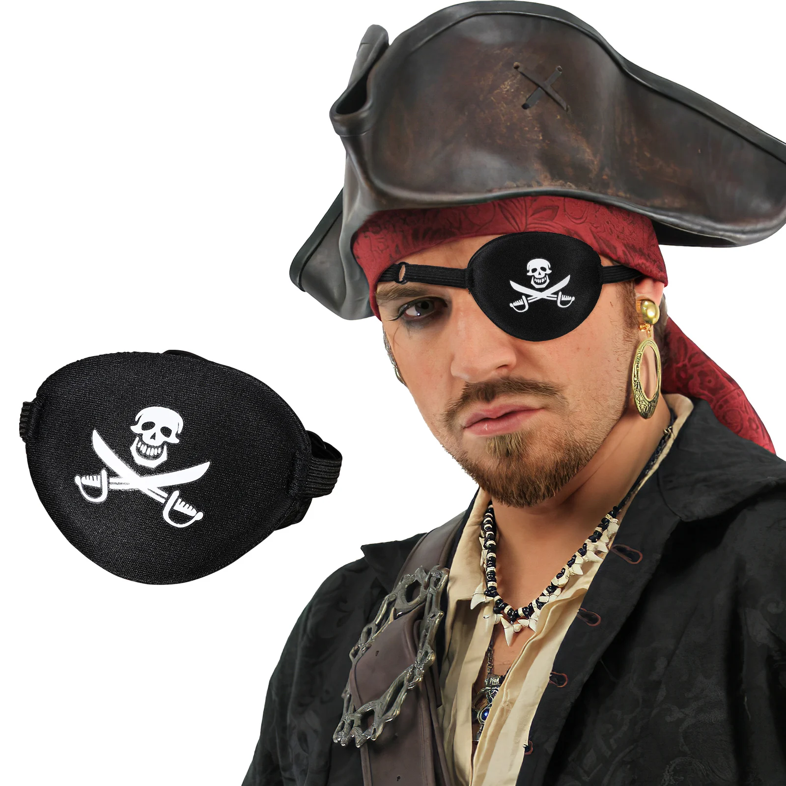 Adult Pirate Eye Patch Skull Crossbone Eye Patch Mask For Halloween Party Cosplay Pirate Style 1pc