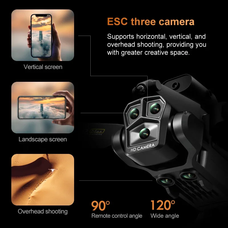 K10 Max Drone 4K Professional Aerial Photography High-Definition Three Camera Optical Flow Positioning Foldable Quadcopter Toys drone quadcopter
