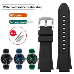 Enhanced Diving Sport Silicone Watch Strap - Modified Convex Rubber Watchband, Men's Waterproof Strap - 24x12mm (Black - silver A)