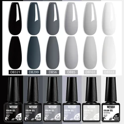 6Pcs Gray Gel Nail Polish Set Moonlight Colors Gel Semi Permanent Varnish Soak Off UV Gel Nail Art Manicure Base Top Coat Kit