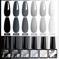 6Pcs Gray Gel Nail Polish Set Moonlight Colors Gel Semi Permanent Varnish Soak Off UV Gel Nail Art Manicure Base Top Coat Kit 1