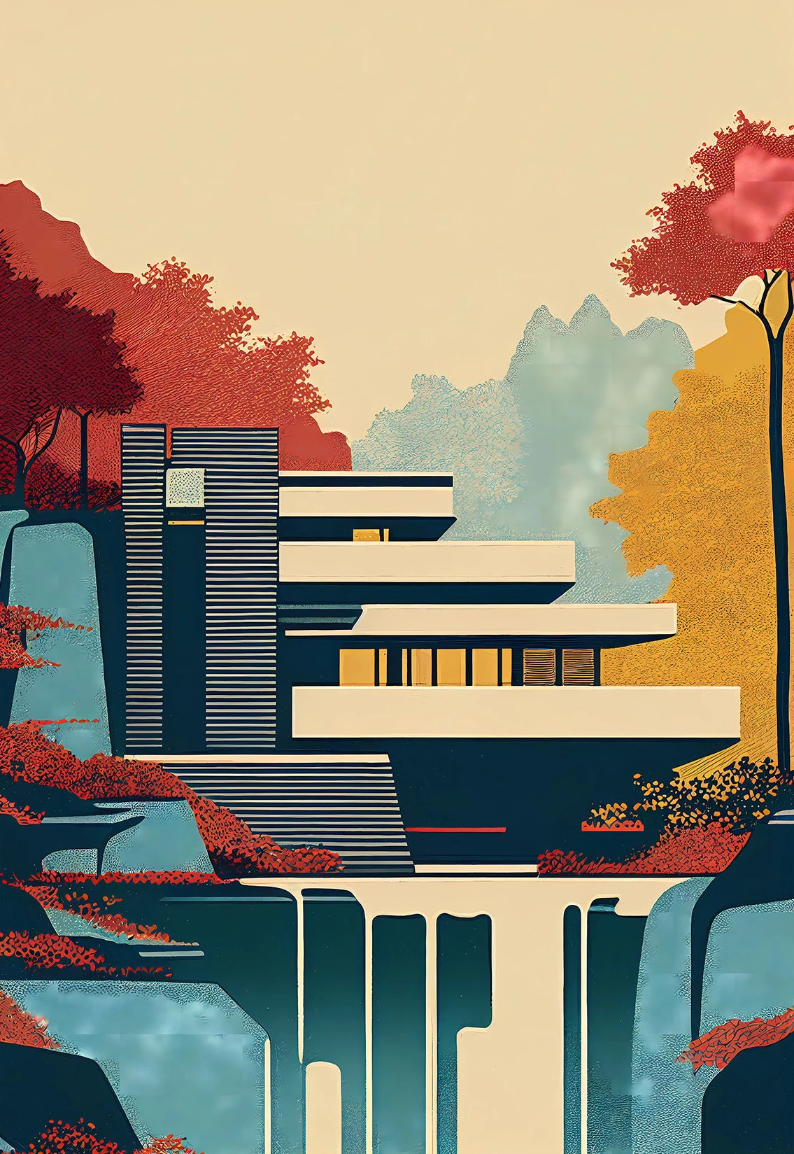Minimalist Bauhaus Architecture Abstract Canvas Art