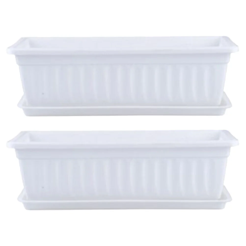 

2 Pcs Rectangular Flower Pot Planters Rectangle Pots Box Outdoor Plastic Railing Fences