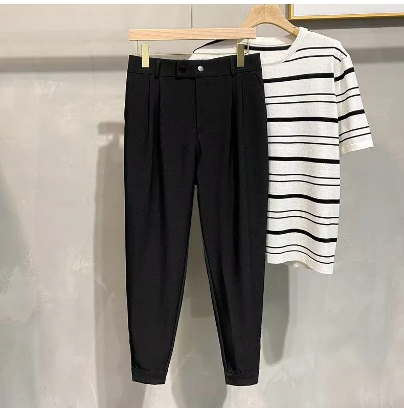 Luxus Mode Gerade männer Casual Hosen Frühling Sommer Neue Koreanische Anzug Hose Harem Business Formale Männliche Hosen Trendy Marke – Detail 17