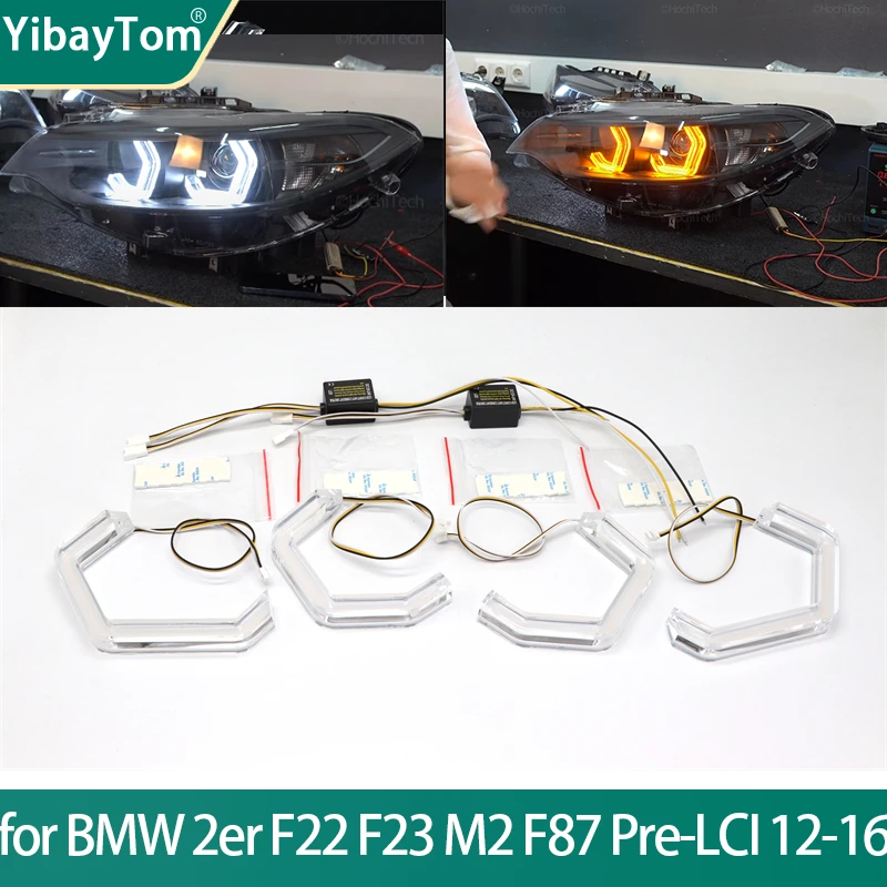 Halo Ring Angel Eyes Indicatori Di Direzione Switchback M4 Style Led Bianco Giallo Per Bmw Serie 2 F22 F23 F87 M2 Pre Lifting 2012-2016