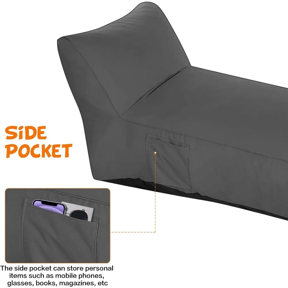 Outdoor Chaise Lounge Chair, Sunbed UV Resistant Sofa Couch Patio Furniture Waterproof Outside Sunlounge Reclining Sunbathing 6