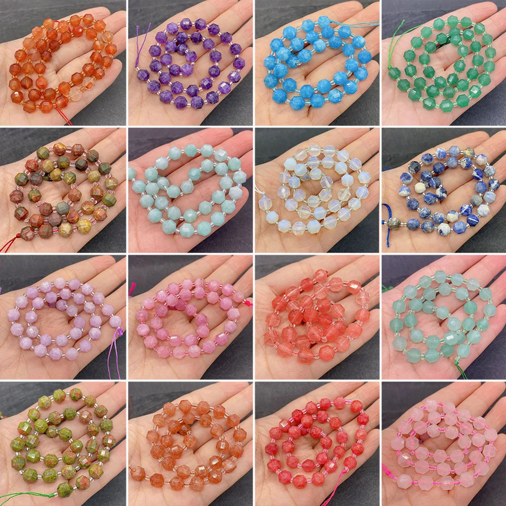 

Natural stone amethyst pink crystal egg yolk faceted 8,10mm spacer beads DIY jewelry beads making ladies bracelet necklace