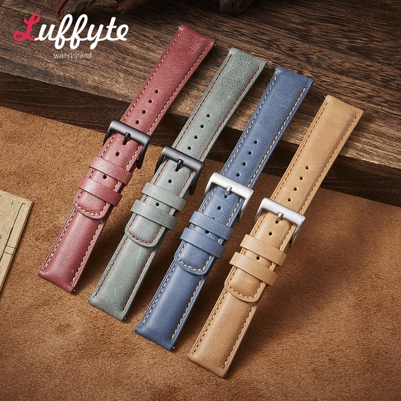 Unique Genuine Leather Watch Strap 20mm 22mm Quick Release Leather